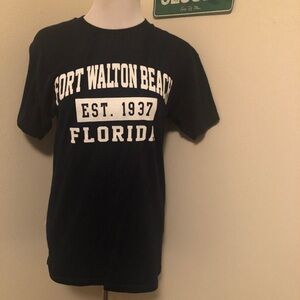 Alstyle Blue and White Short Sleeve Tee with Classic Crew Neck